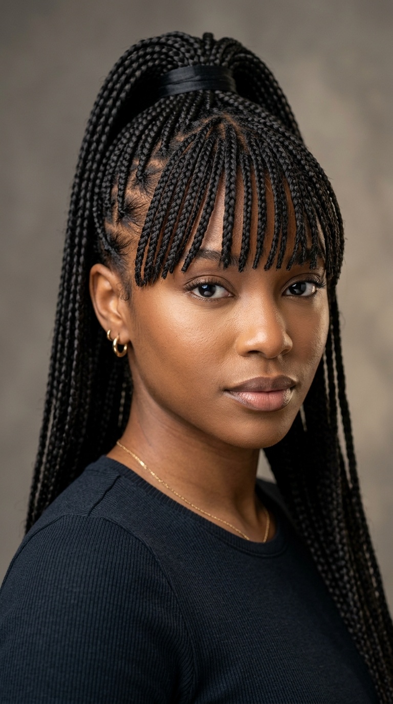 High Ponytail with Front Bangs