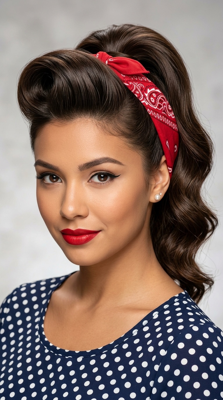 High Ponytail with Front Pompadour