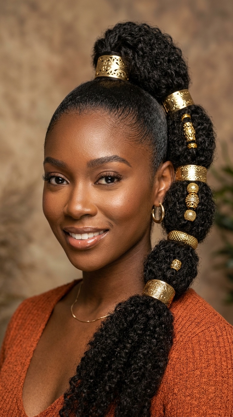 High Ponytail with Gold Cuffs