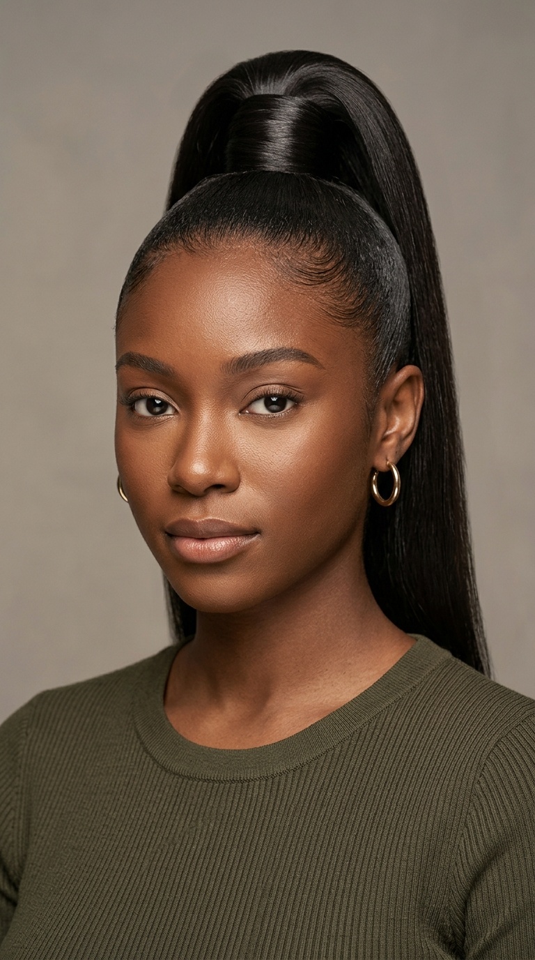High Ponytail with Hair Wrap Detail