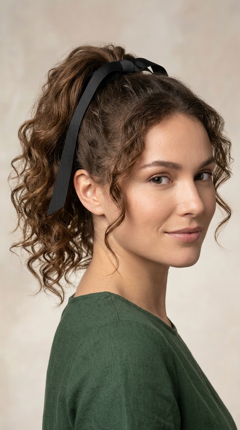 High Ponytail with Ribbon Wrap
