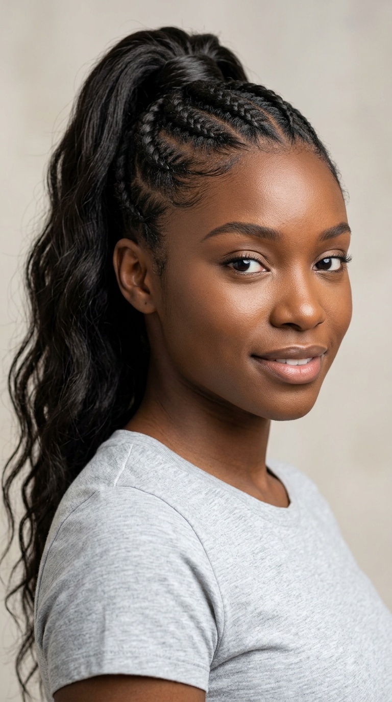 High Ponytail with Root Plaits