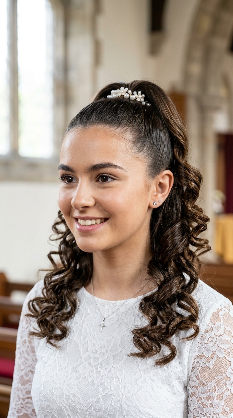 High Ponytail with Structured Curls