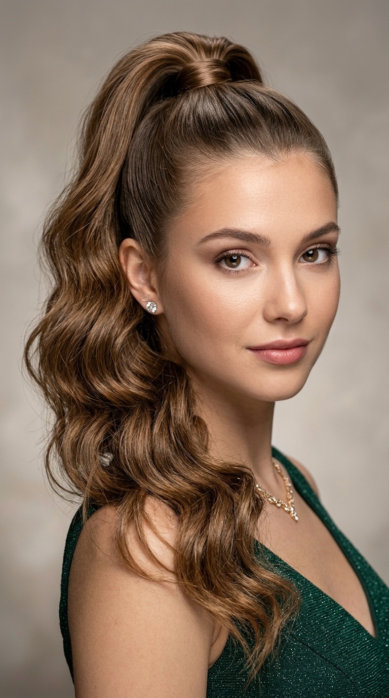 High Ponytail with Textured Waves