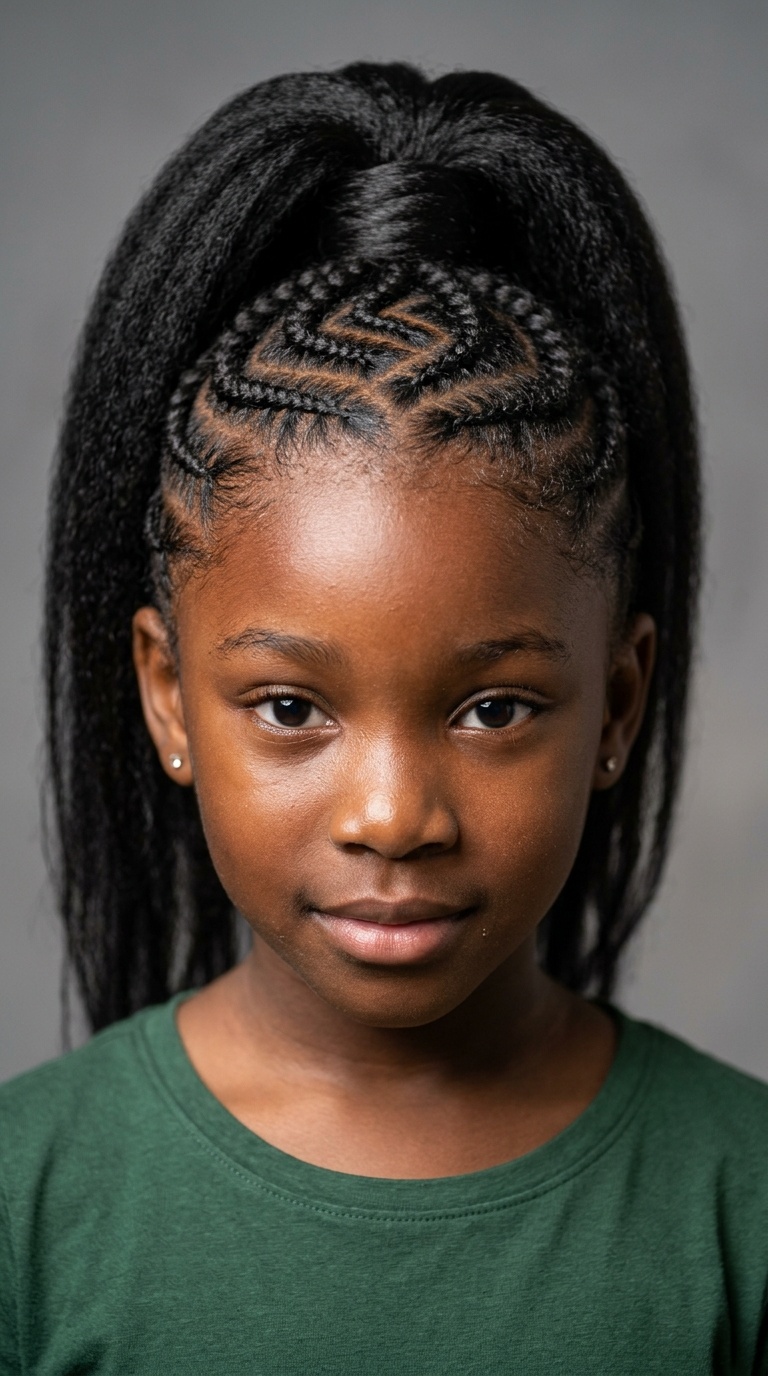 High Ponytail with Zig-Zag Parting