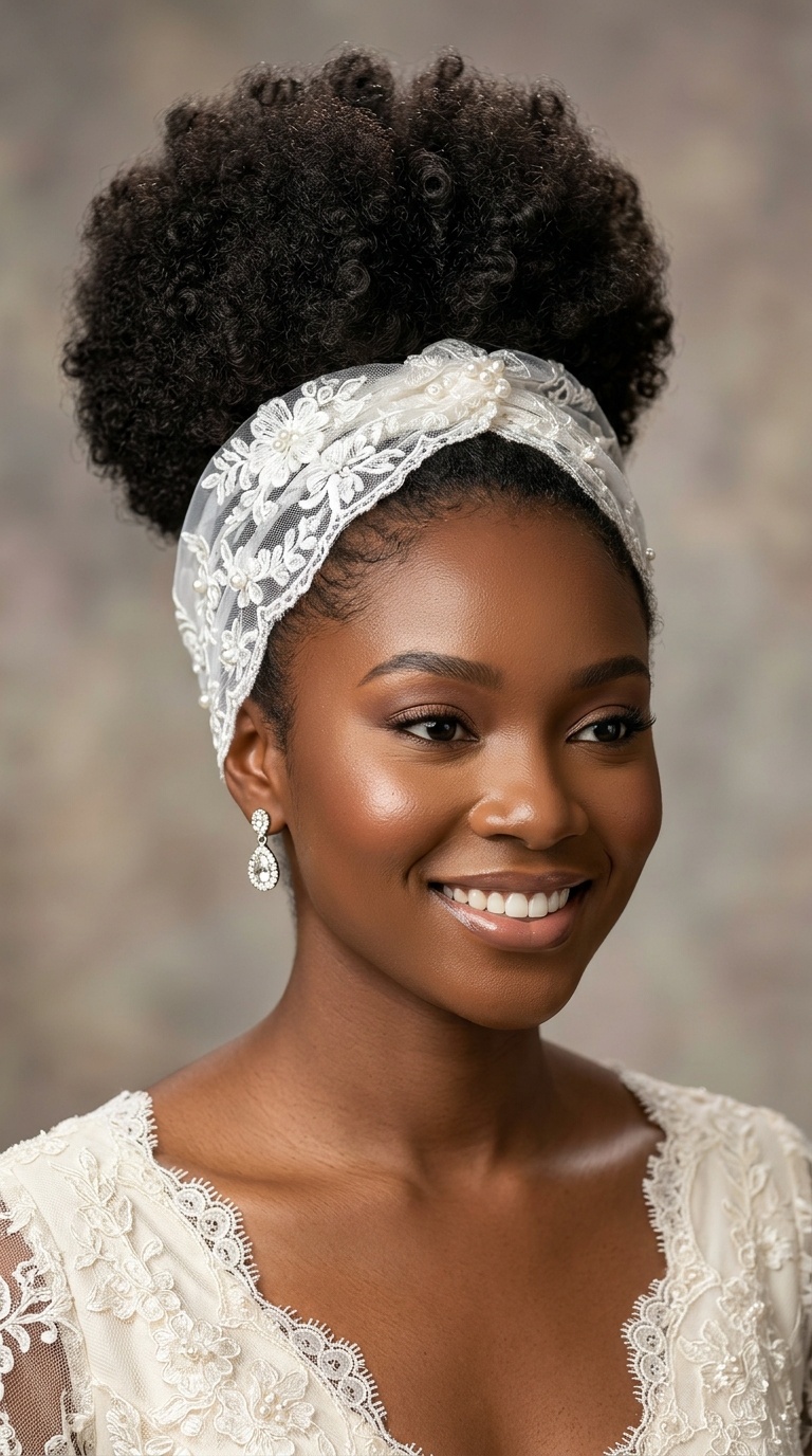 High Puff with a Lace Wrap