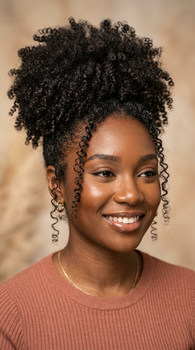 High Puff with Curly Tendrils