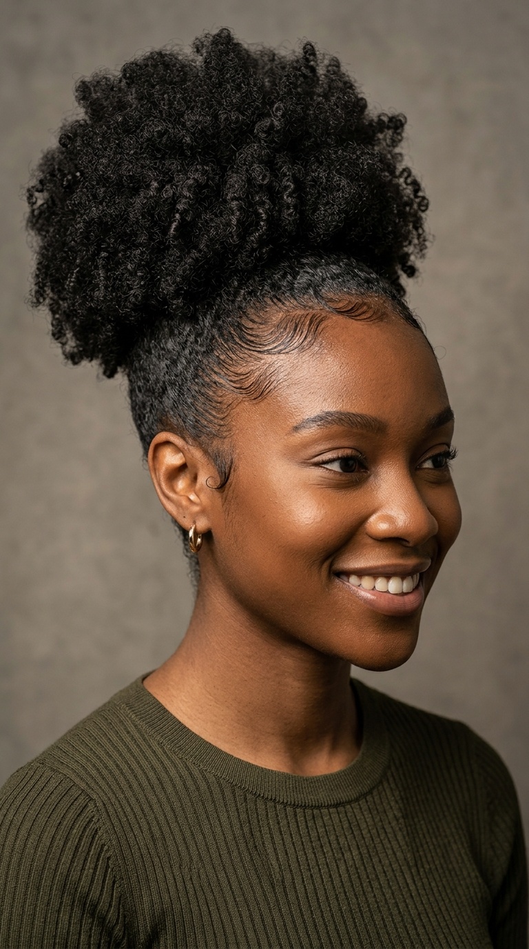 High Puff with Laid Edges