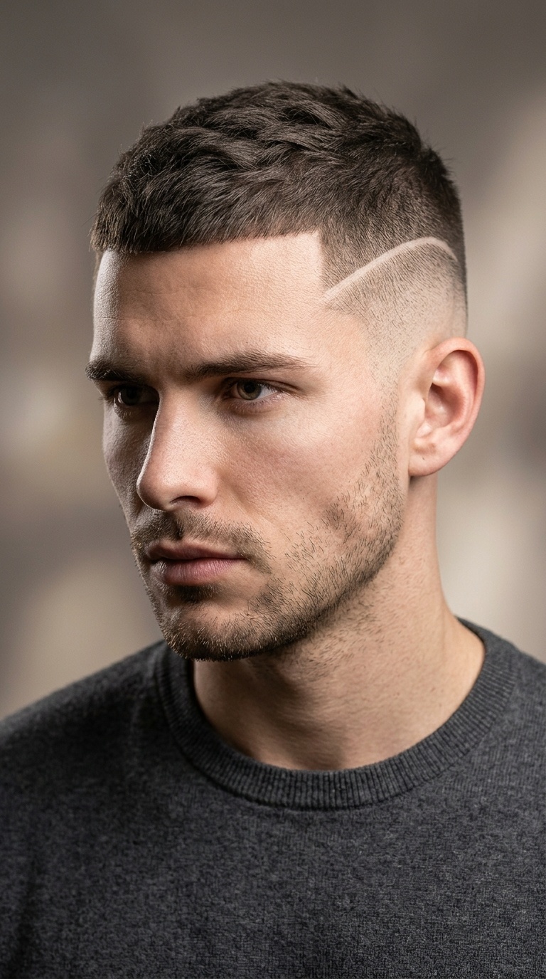 High Skin Fade with Surgical Line