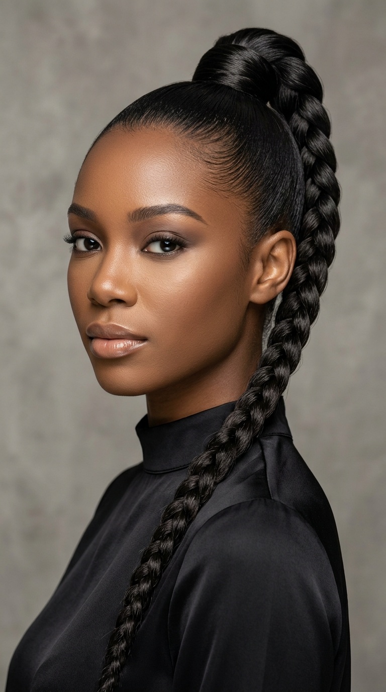 High Sleek Braided Ponytail