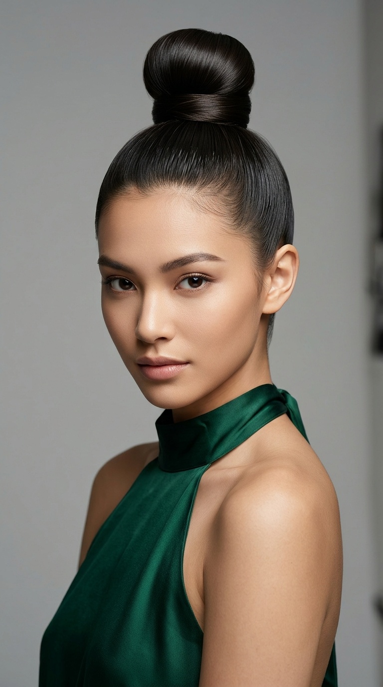 High Sleek Topknot for Halter Necks