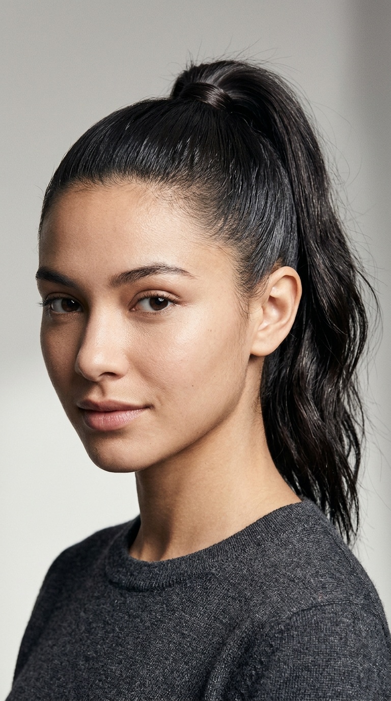 High Slicked-Back Ponytail
