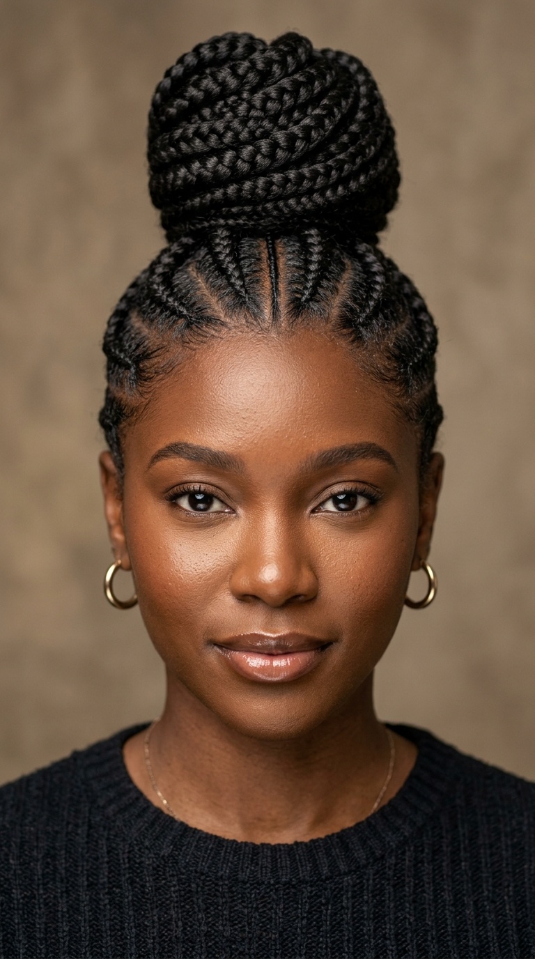 High-Top Cornrow Bun