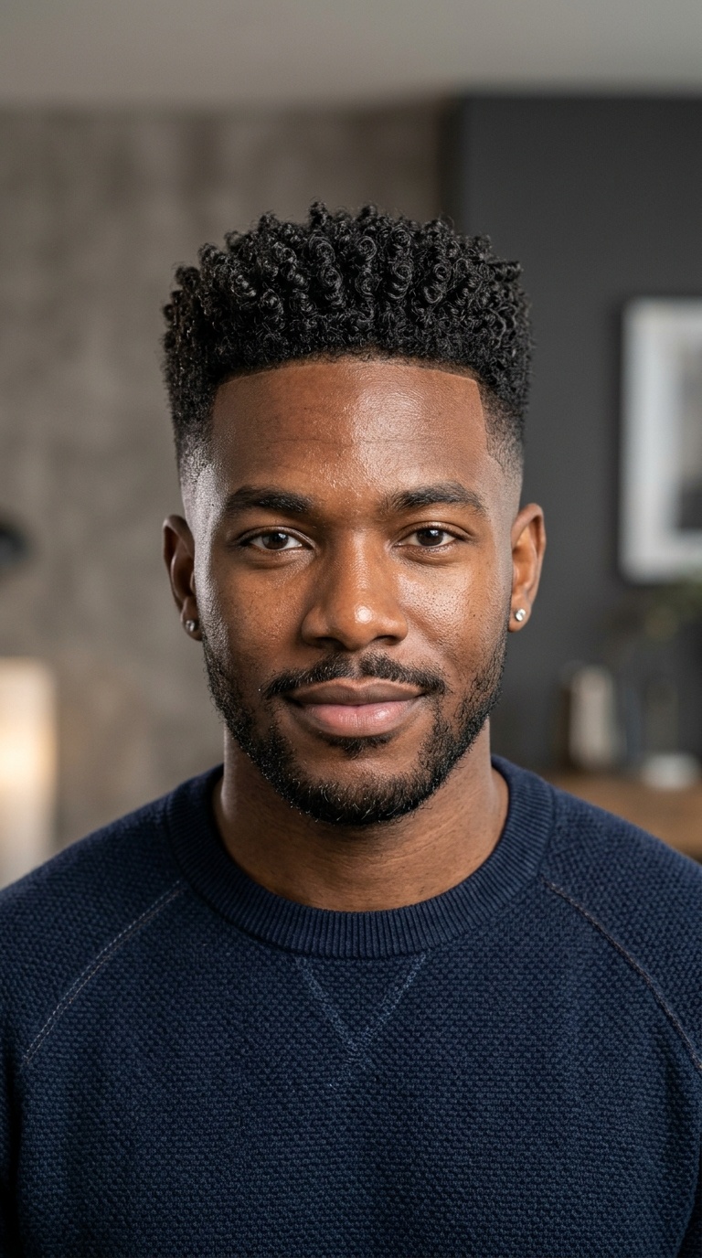 High-Top Fade with Defined Coils