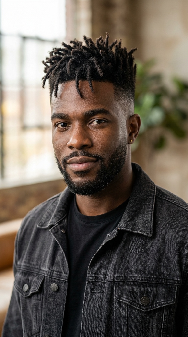 High Top Fade with Short Locs