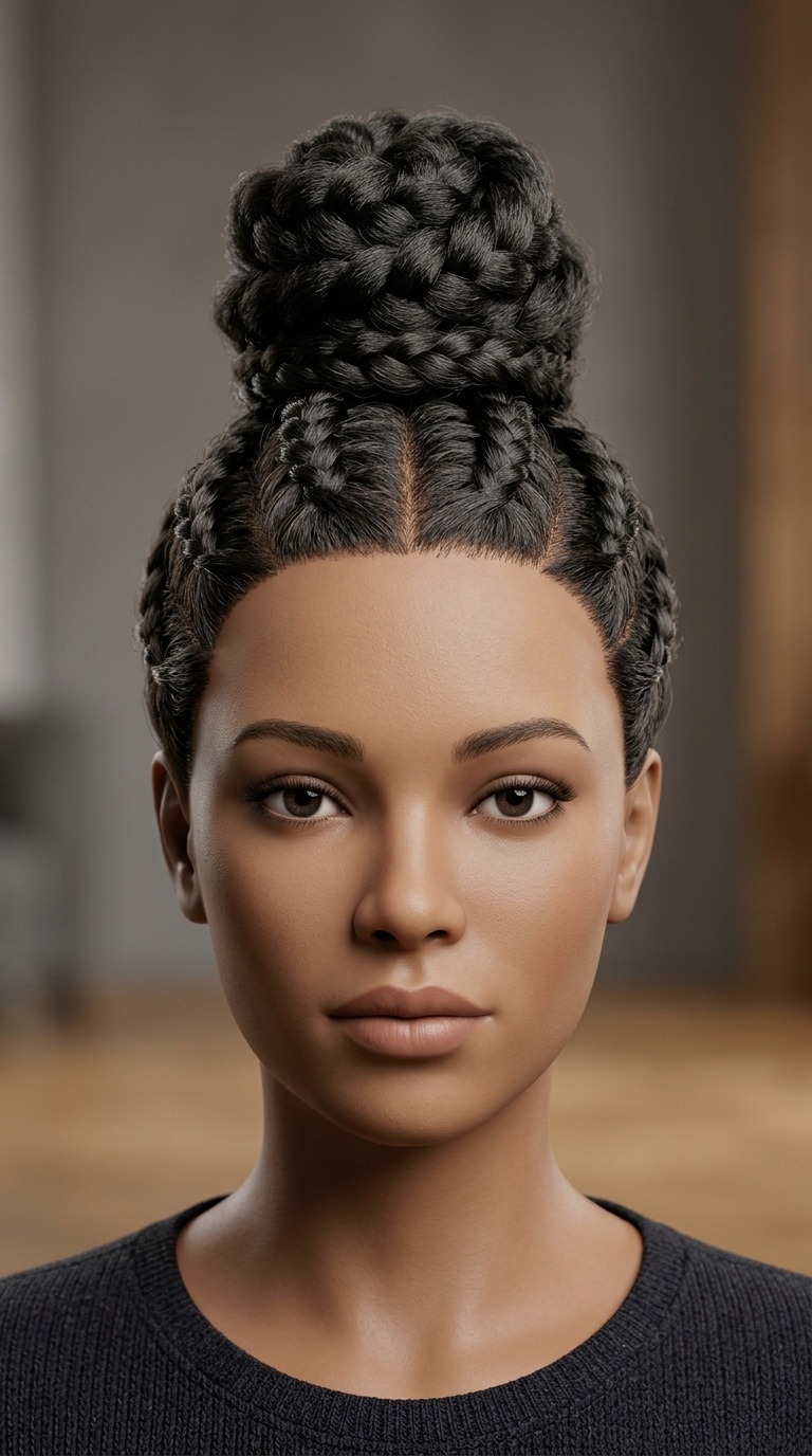 High Top Knot with Braided Base