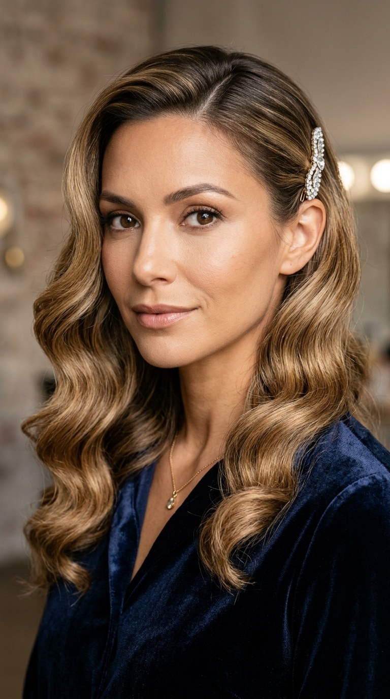 Hollywood Waves with Face-Framing Pins