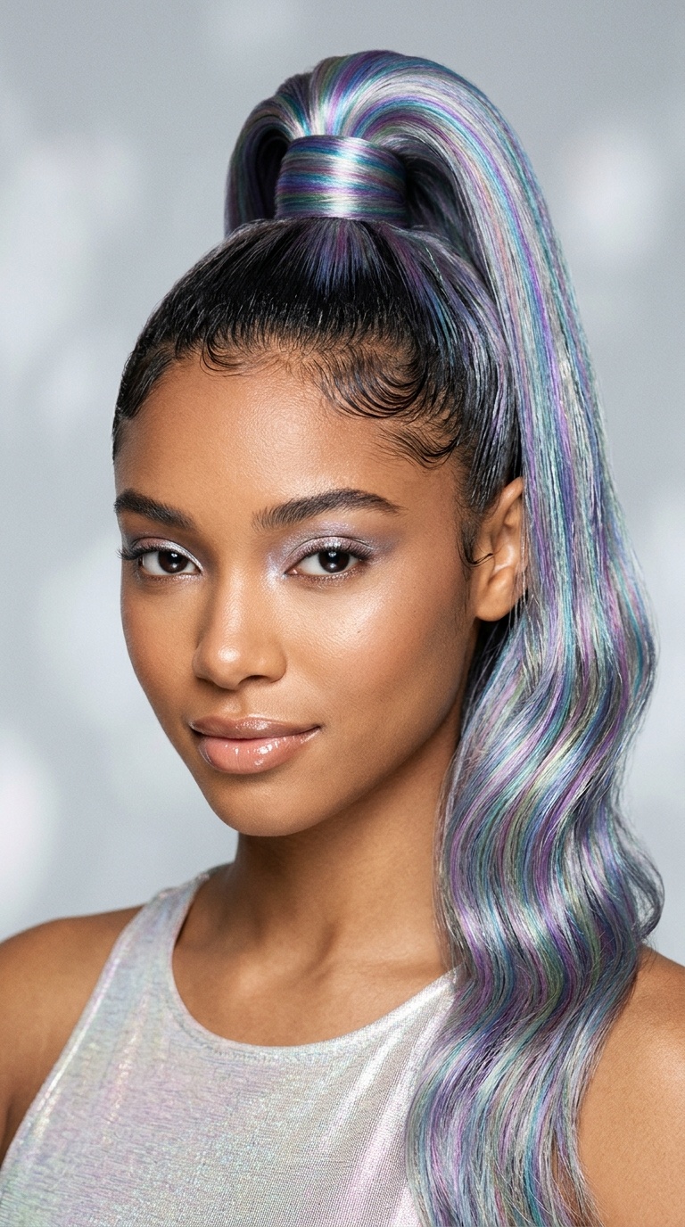 Holographic High Ponytail