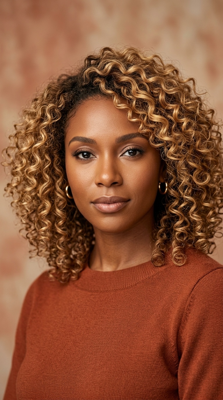 Honey Blonde Balayage Curls