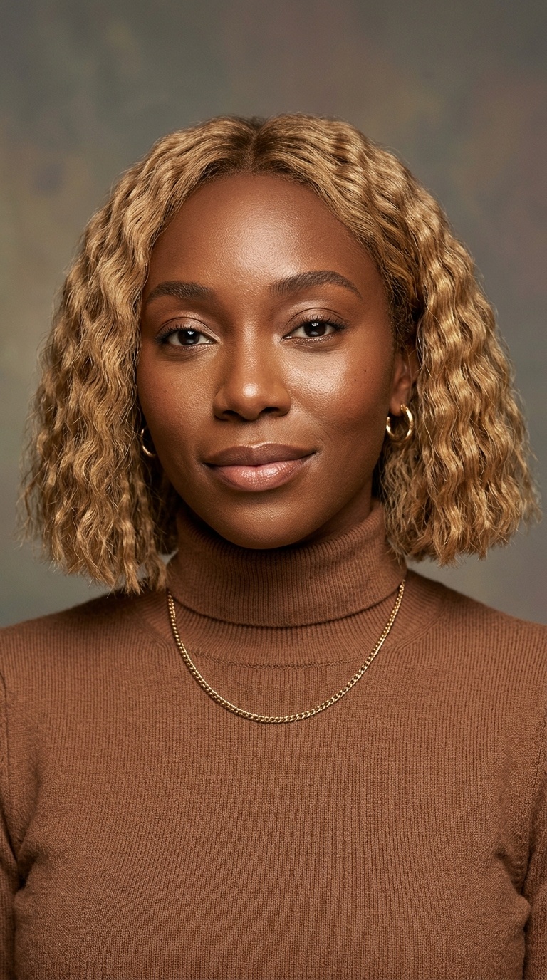 Honey Blonde Crimp Bob