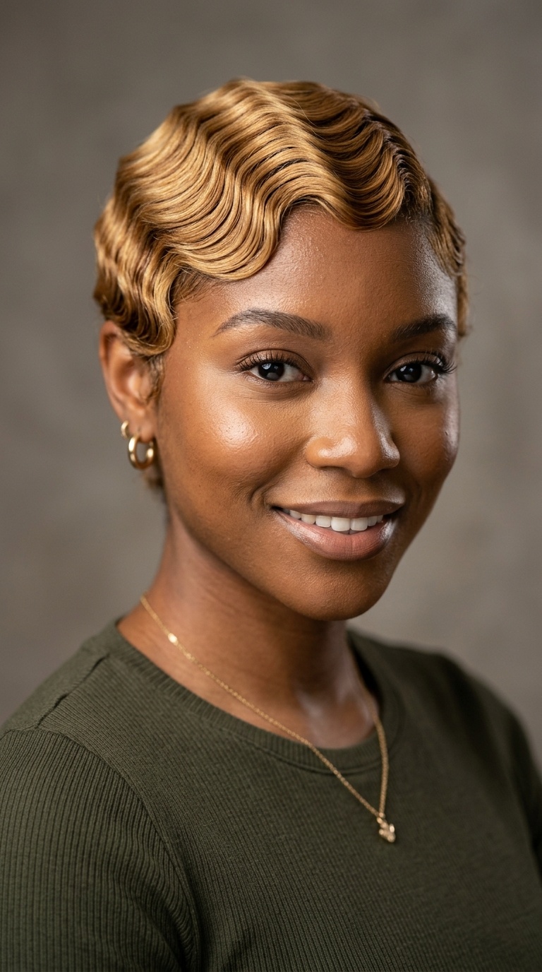 Honey Blonde Finger Waves