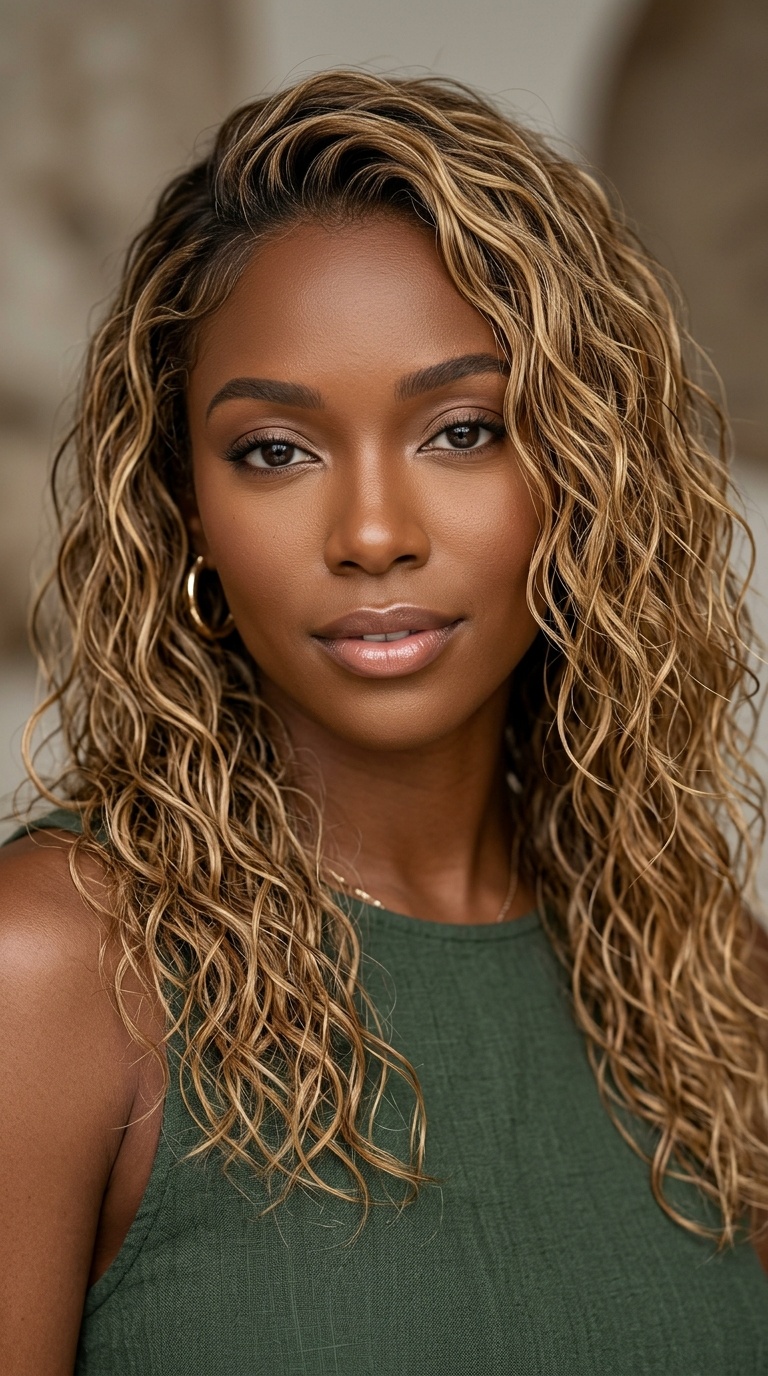 Honey Blonde Highlighted Waves