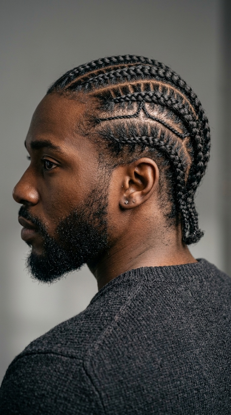 Horizontal Back Braids with Creative Parting