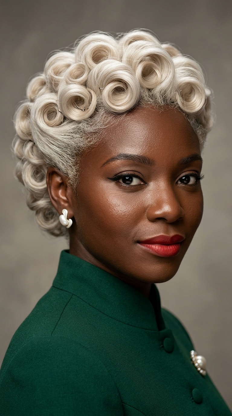 Icy Blonde Pin Curls