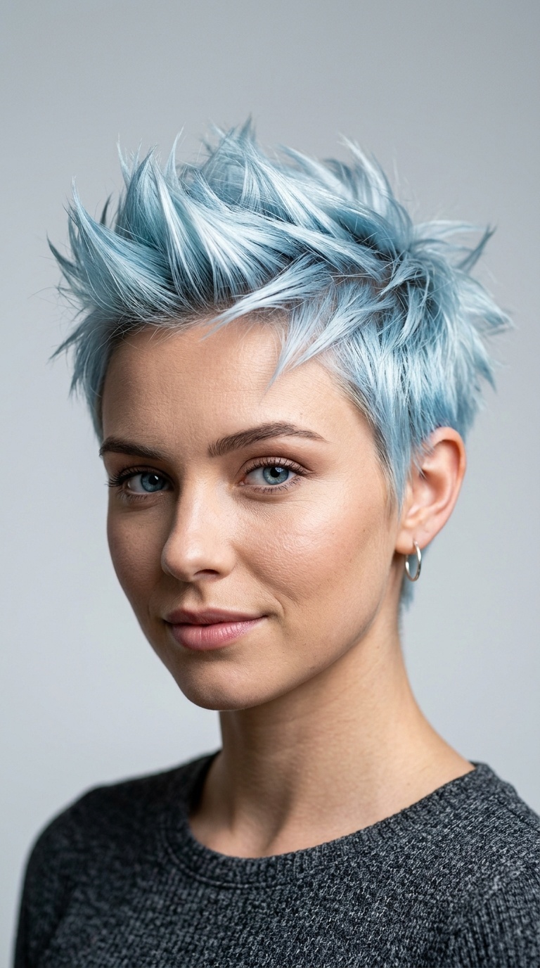 Icy Blue Spiky Cut