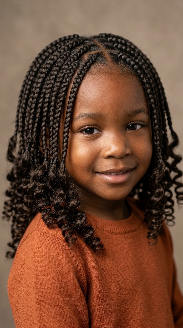 Individual Braids with Curly Crotch Ends