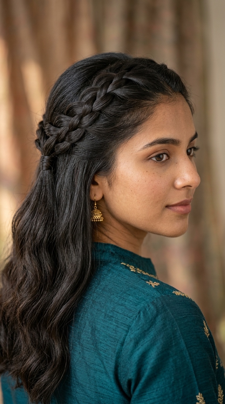 Infinity Braid Half-Up Style