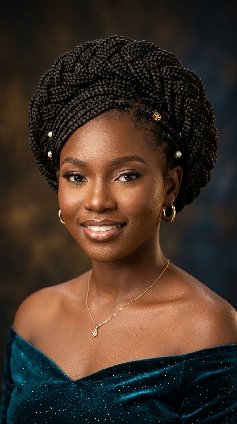 Intricate Box Braid Halo