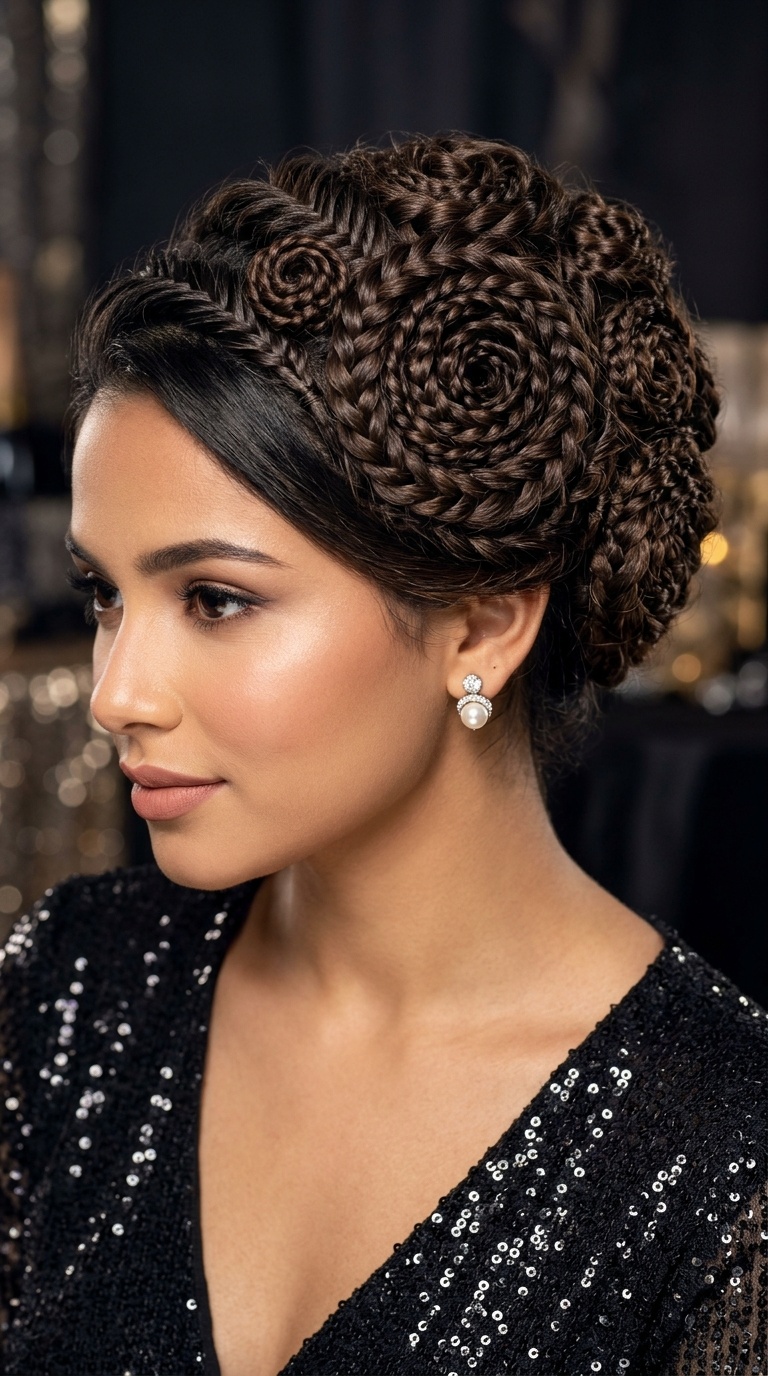Intricate Braided Rose Updo
