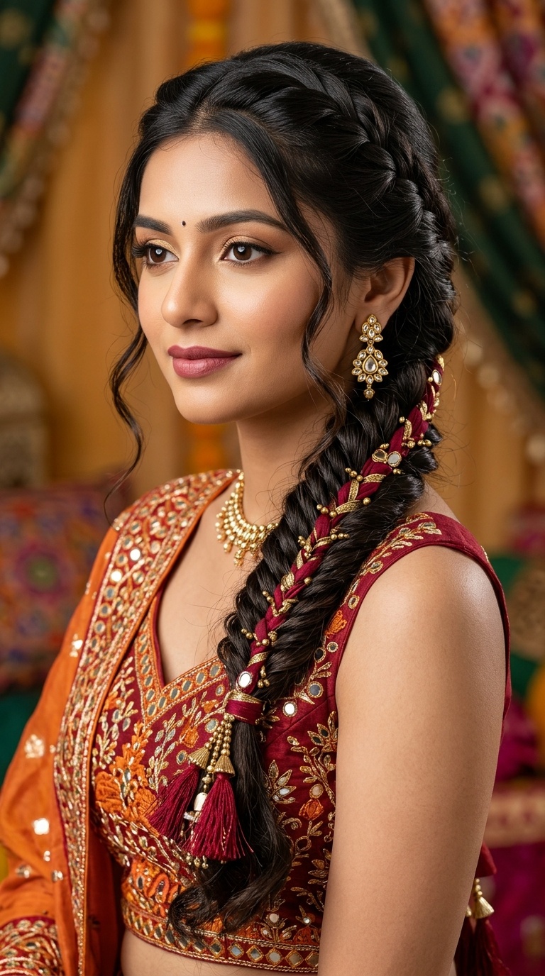 Intricate Fishtail Braid with Parandi
