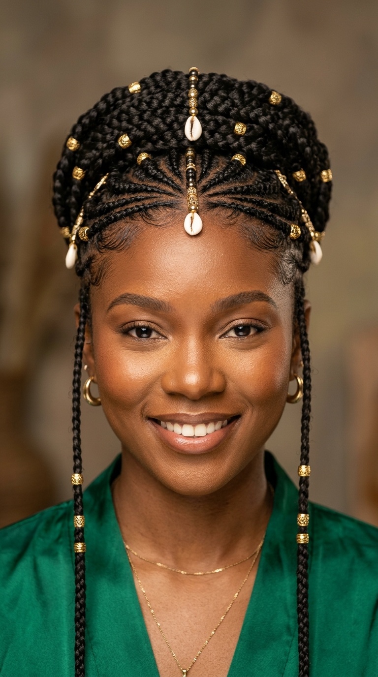 Intricate Fulani Braid Crown
