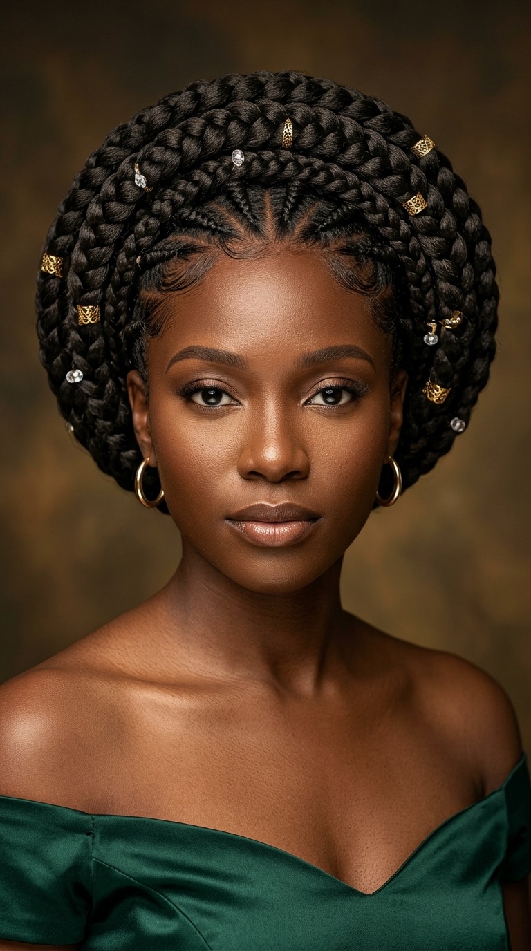 Intricate Goddess Braids in a Halo