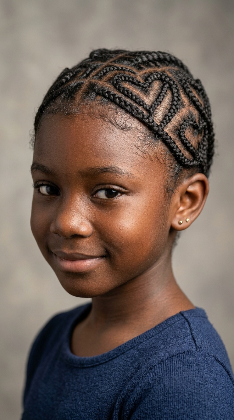 Intricate Heart-Shaped Cornrows