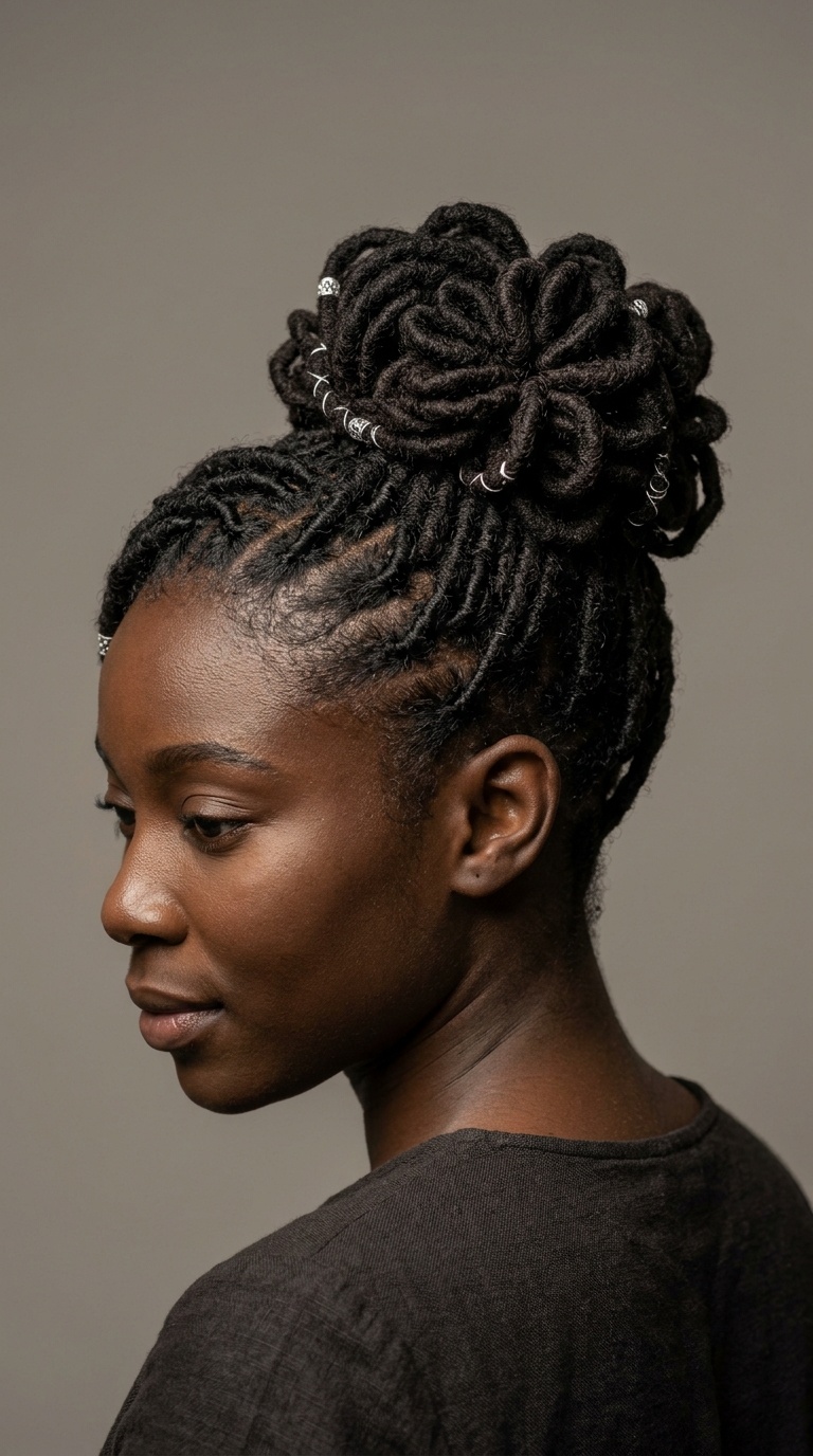 Intricate Loc Petal Bun