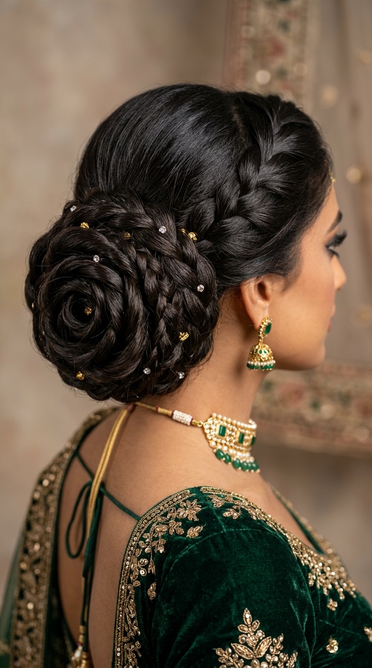 Intricate Rose-Shaped Bun