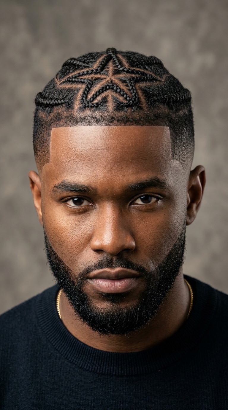 Intricate Star Design with Taper Fade
