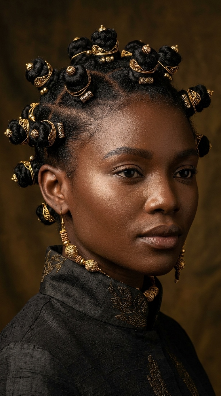 Intricate Zulu Knots with Gold Filigree