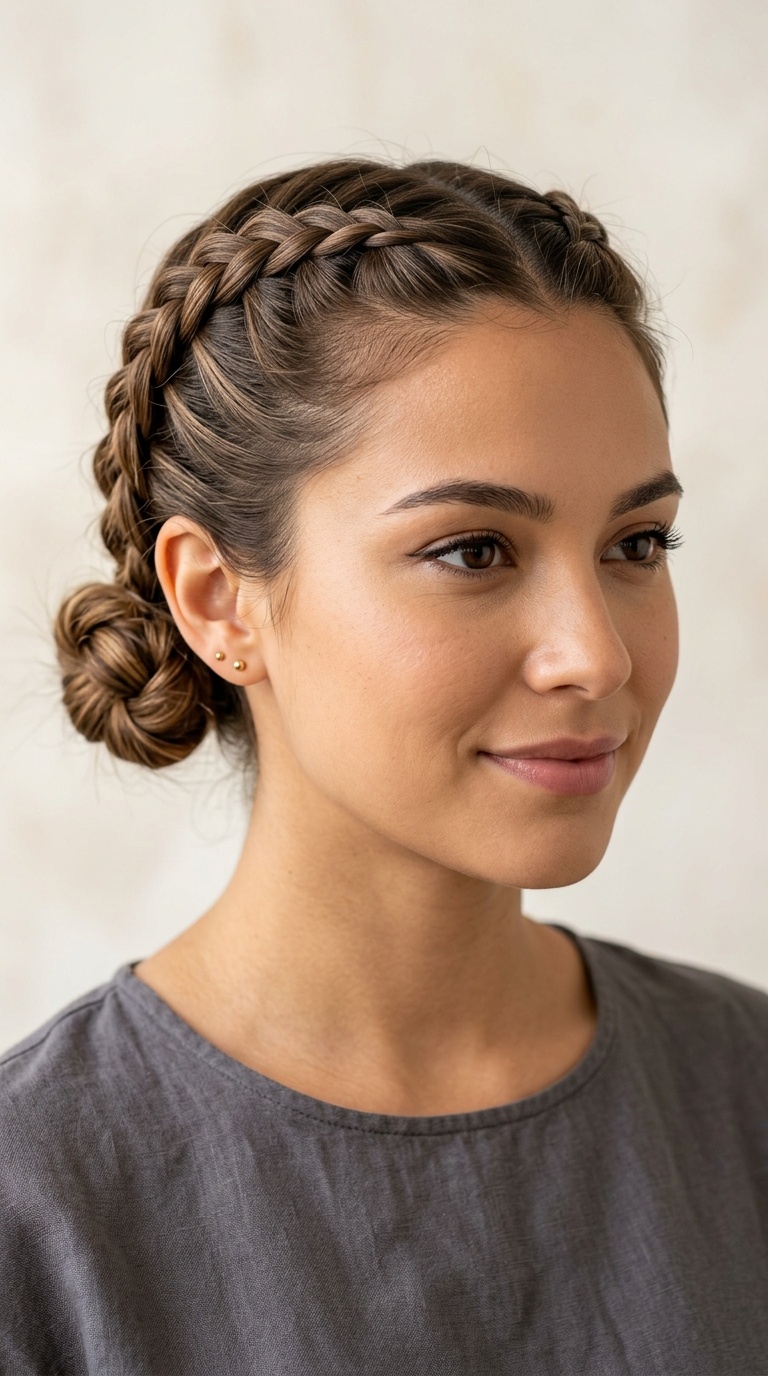 Inverse French Braid Buns