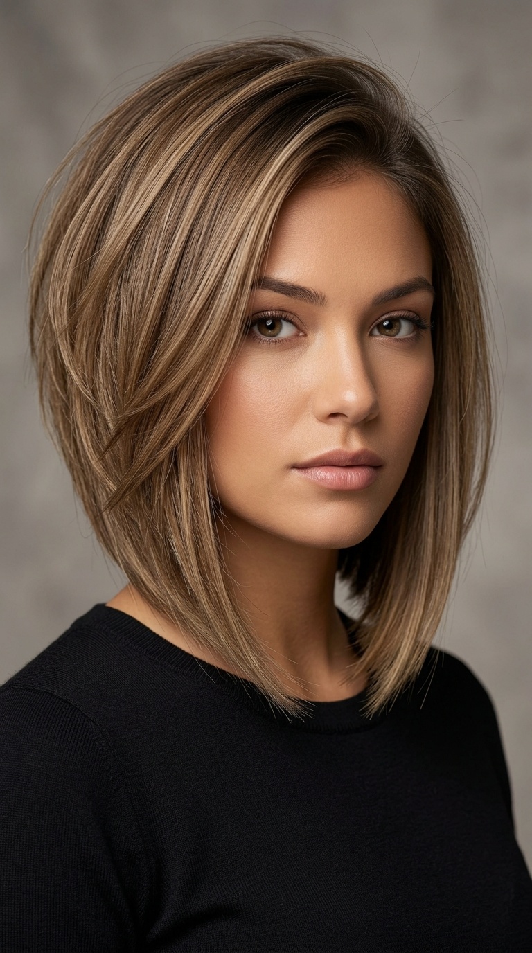 Inverted Long Bob with Stacked Back