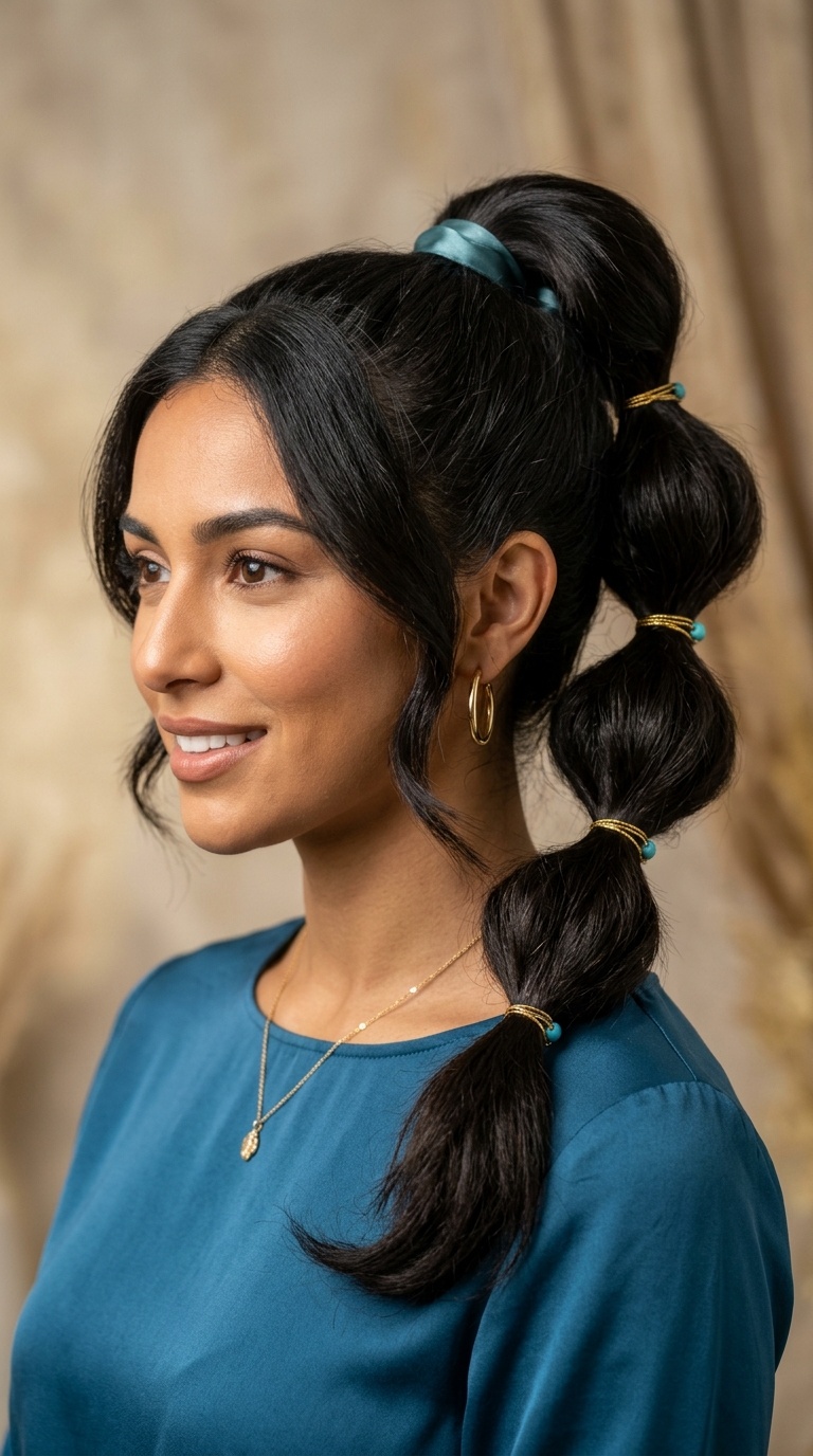 Jasmine’s Tiered Bubble Ponytail