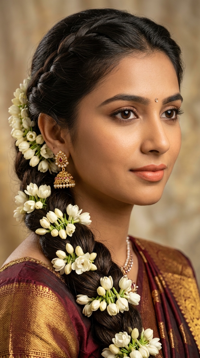 Jasmine-Wrapped Traditional Plait