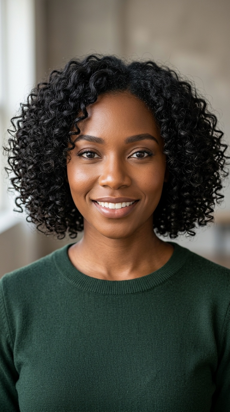Jaw-Length Curly Blunt Cut