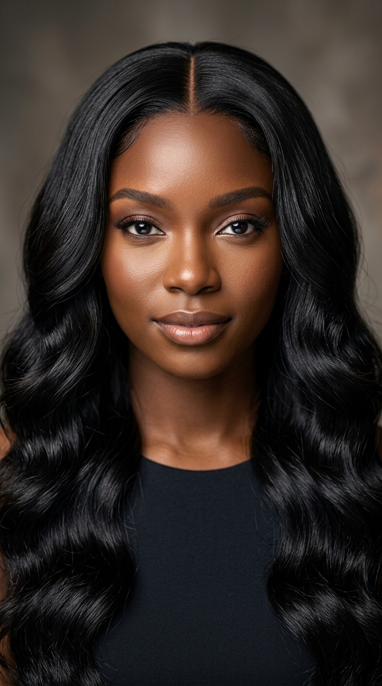 Jet Black Middle Part Gloss