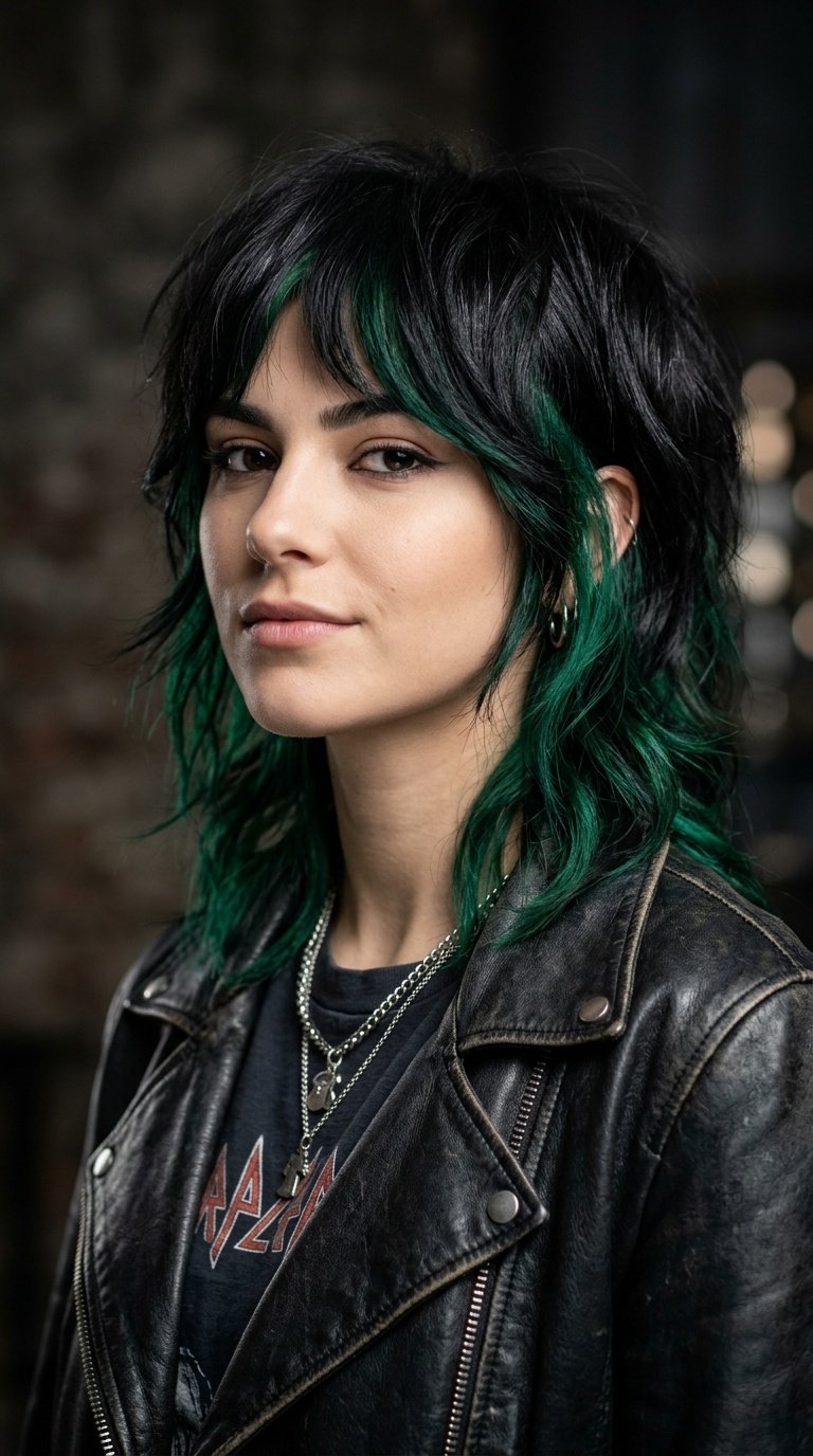 Jet Black Shag with Emerald Underlayer