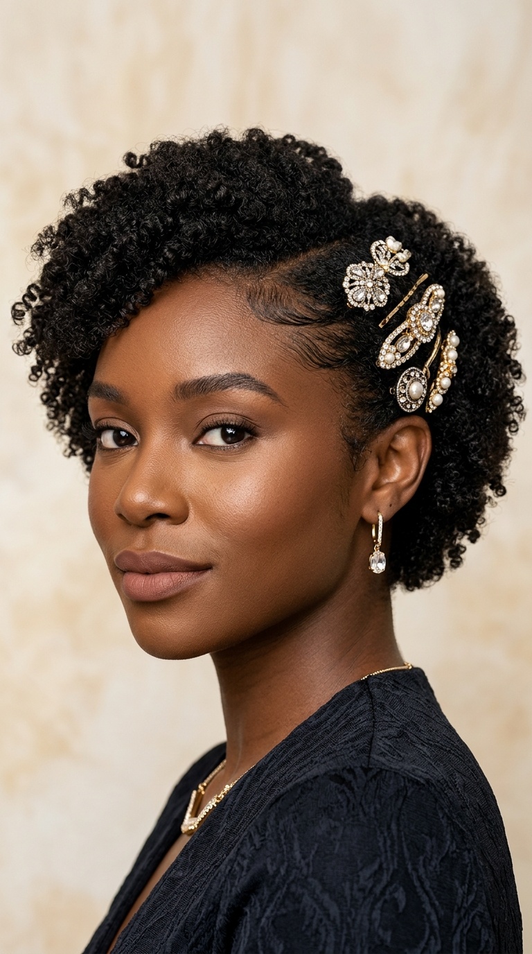 Jeweled Barrettes Side-Sweep