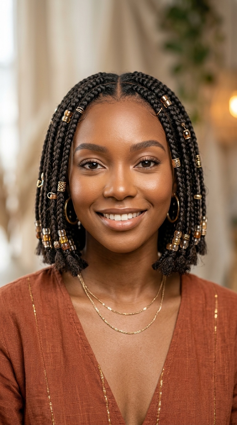 Jeweled Boho Knotless Bob